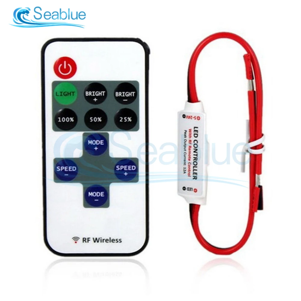 1 Set 12V RF Wireless Remote Control Switch Dimmer Mini In-line LED Light Controller Module For Led Strip Light