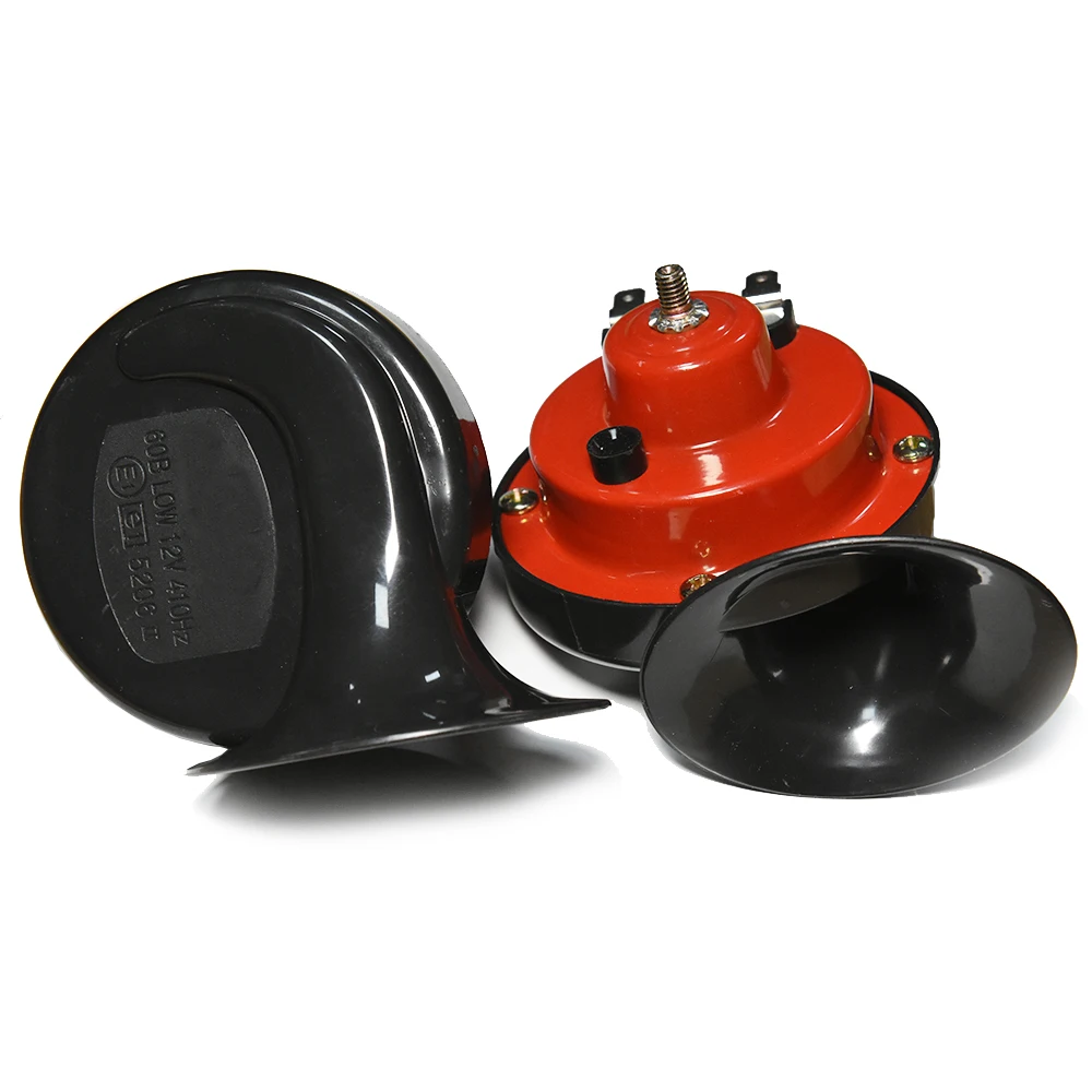 Car Air Horn Motorcycle Horn Siren 1 Pair Snail Chrome High Tone Low Tone Loud Sound Signal Speakers 12V