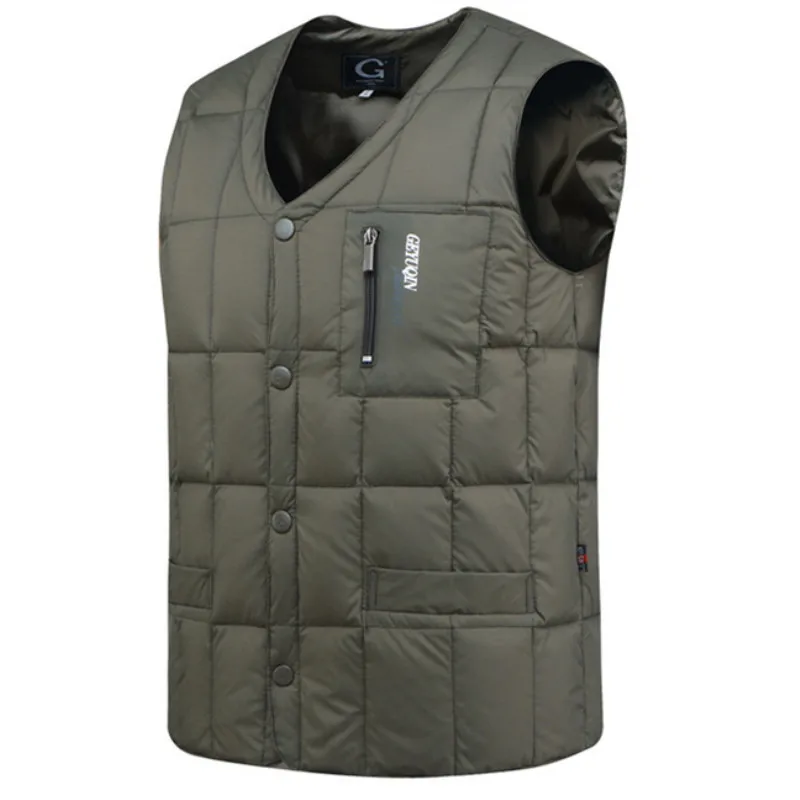 

ICPANS Autumn Winter Warm Waterproof Sleeveless Jackets White Duck Down Jacket Vest Men Button Down Lightweight Waistcoat Male