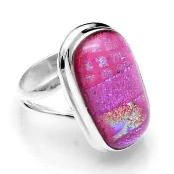 

Dichroic Glass Ring 925 Sterling Silver, USA Size : 7.25, AR4112