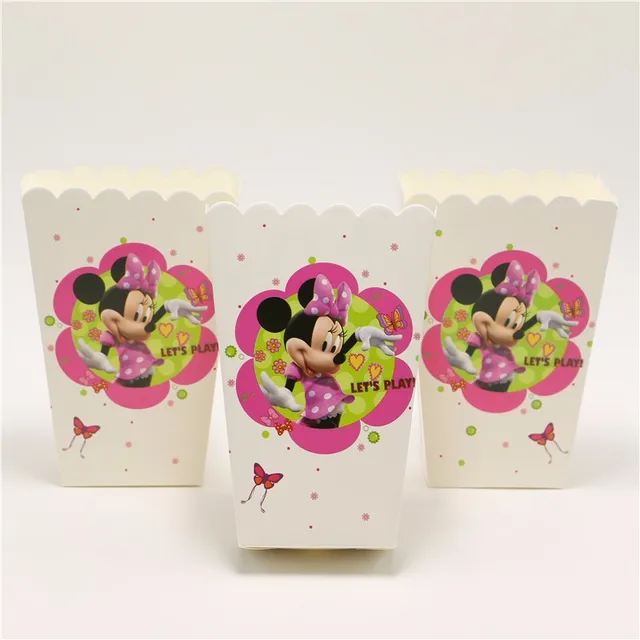 180*108 cm 1pc Minnie Mouse Theme Table Cloth for Kids Happy Birthday Party Decoration Table Cover Event Party Supplies 6pcs Popcorn box