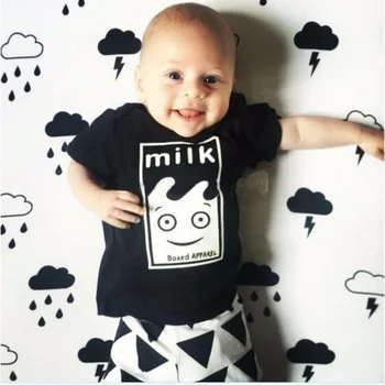 

2020 Summer Baby Boy Girls Clothing Sets Cartoon Milk Boxed Apparel T-shirt+Triangles Pants 2PCS Newborn Baby Boys Girl Clothes