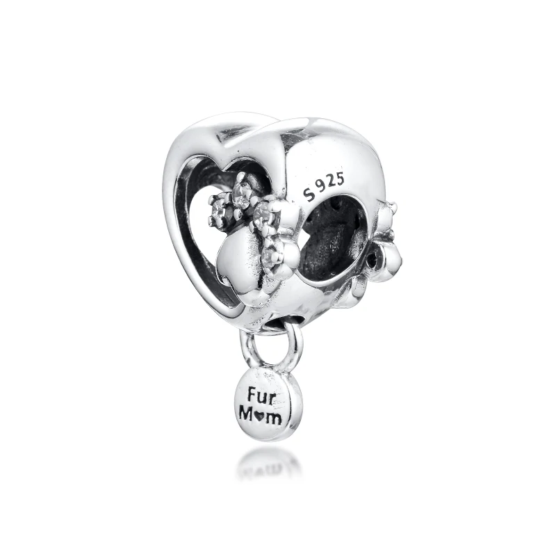 925 Sterling Silver Sparkling Paw Print 