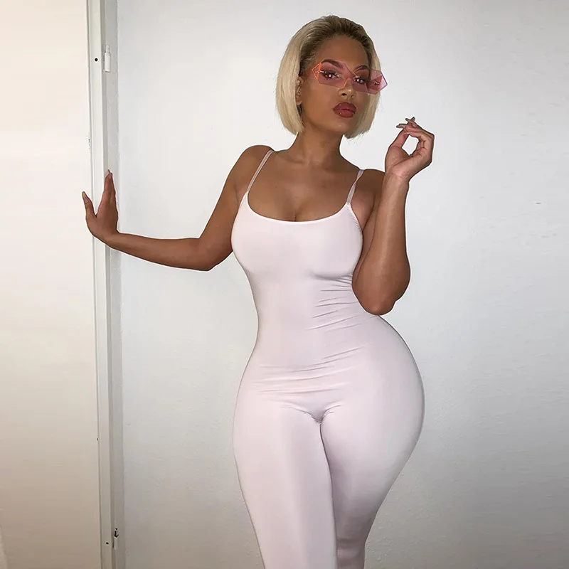 

2020 New Summer Sexy Bodycon Jumpsuits Women Stretch Sling White Black Jumpsuits Casual Backless Club Skinny One Piece Outfits