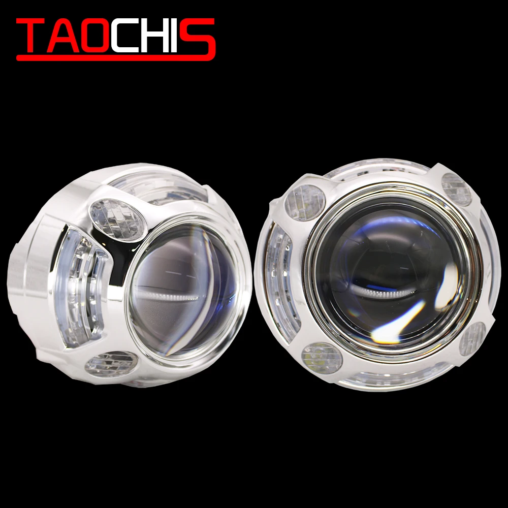 TAOCHIS YT106 3,0 дюйма bi xenon объектив проектора shroud светодиодный DRL JG Автомобильные фары хром глаза ангела Белый Красный Синий Желтый цвет
