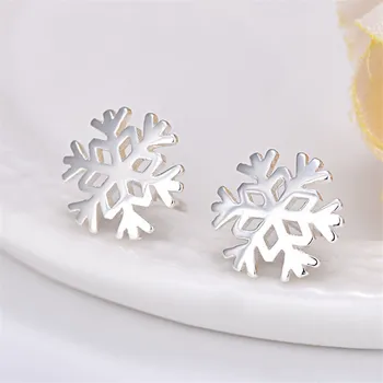 

Fashion Prevent Allergy Silver Color Snowfake Stud Earrings for Women Wedding Earrings Jewelry Accessories Brincos A059
