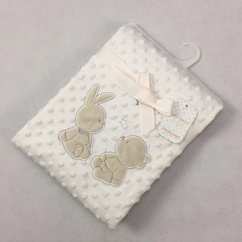 

75 * 100CM Hot Silver Pressure Foam Super Soft Parent-Child Rabbit Double Crystal Fleece Blanket Multi-Purpose Blanket