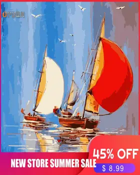 

OPDBN Wall Art Canvas Painting by Number Posters Sailboat Poster Canvas Painting for Living Room Home Decor No Frame