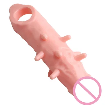 23CM Mens Penis Extender Sleeve Big Dildo Reusable Condom Penis Enlargement Delay Ejaculation Sex Toys For Men Intimate Goods 3