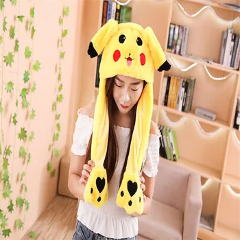 

Fashionable new pikachu unicorn little yellow duck and other animals plush moving ear hat soft and comfortable fabric childr