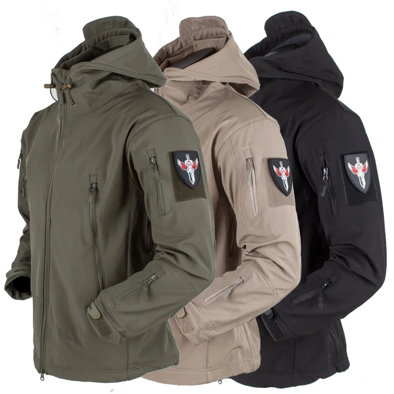 

Outdoor Soft Shell Fleece Camouflage Custom Wind-Resistant Waterproof Breathable Three-in-One Shark Skin Jackets Outdoor Camping