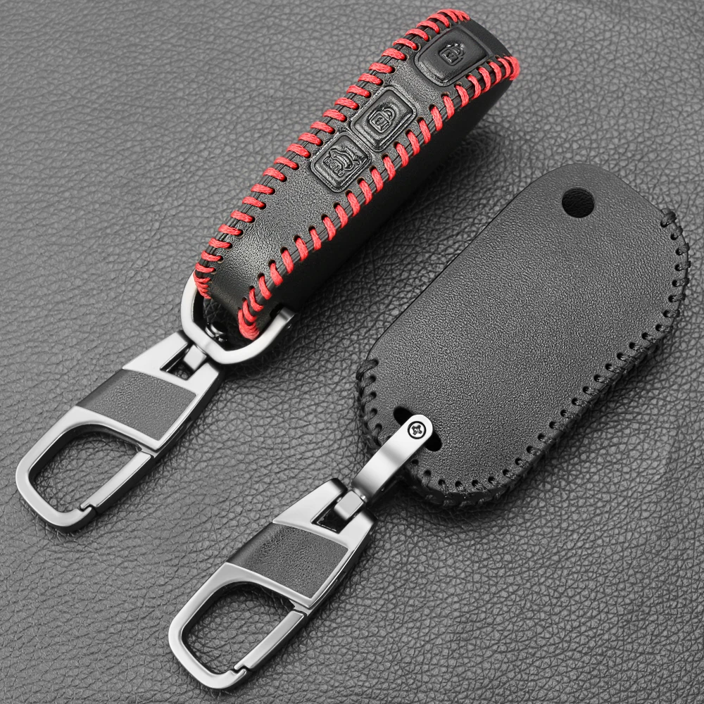 Кожаный чехол для автомобильных ключей с 3 кнопками Kia Sportage R Stinger Ceed CD Sorento Cerato Forte