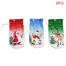 3 шт./компл. крышка для бутылки с красным вином сумки Снеговик Санта Клаус Декоративный Рождественский олень рождественские вечерние украшения для дома