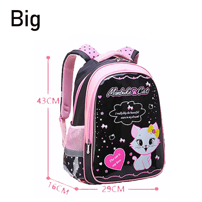 Детские школьные сумки для девочек, рюкзак для начальной школы, детский нейлоновый водонепроницаемый детский школьный рюкзак с рисунком кота, розовый рюкзак принцессы - Цвет: Big 2