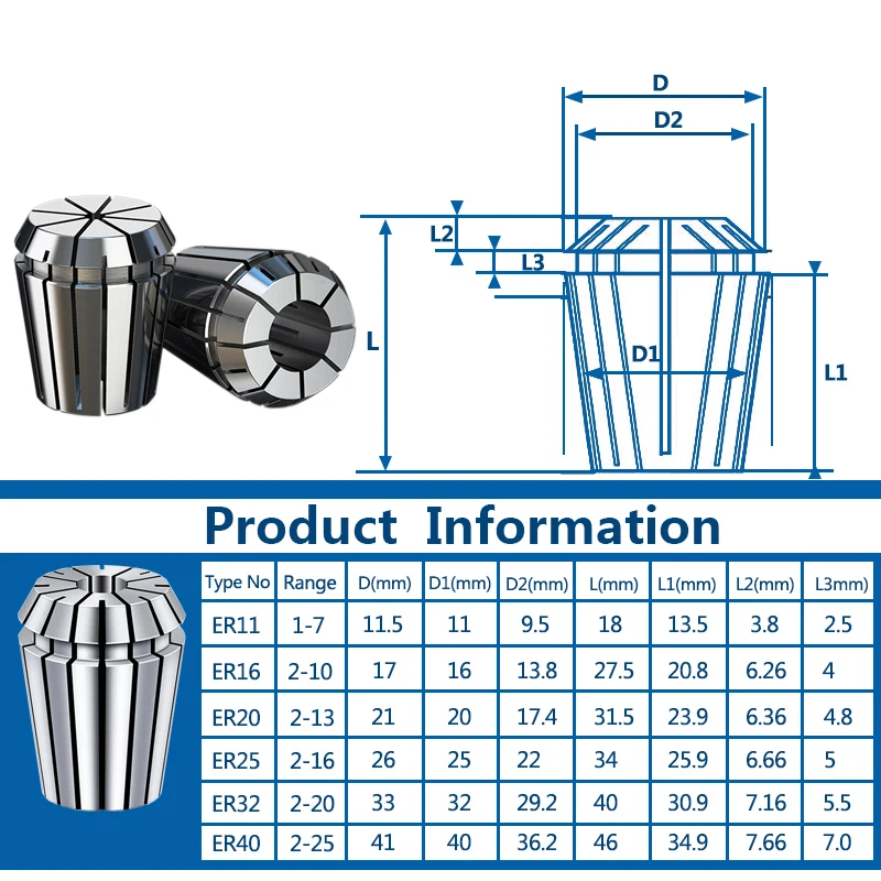 Spring collet Spring collet chuck Collet chuck holder Engraving collet chuck Collet chuck Tool holder Lathe tool holder Lathe tool XCAN Spring Collet ER11 1-7mm For CNC Engraving Machine & Milling Lathe