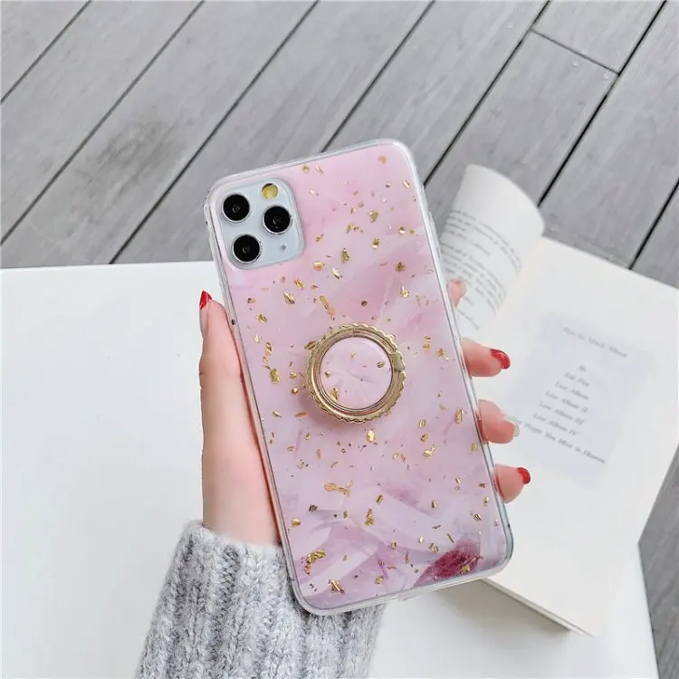 Чехол для iPhone 8Plus X розовая Золотая фольга подставка 11 дизайнерский защитный