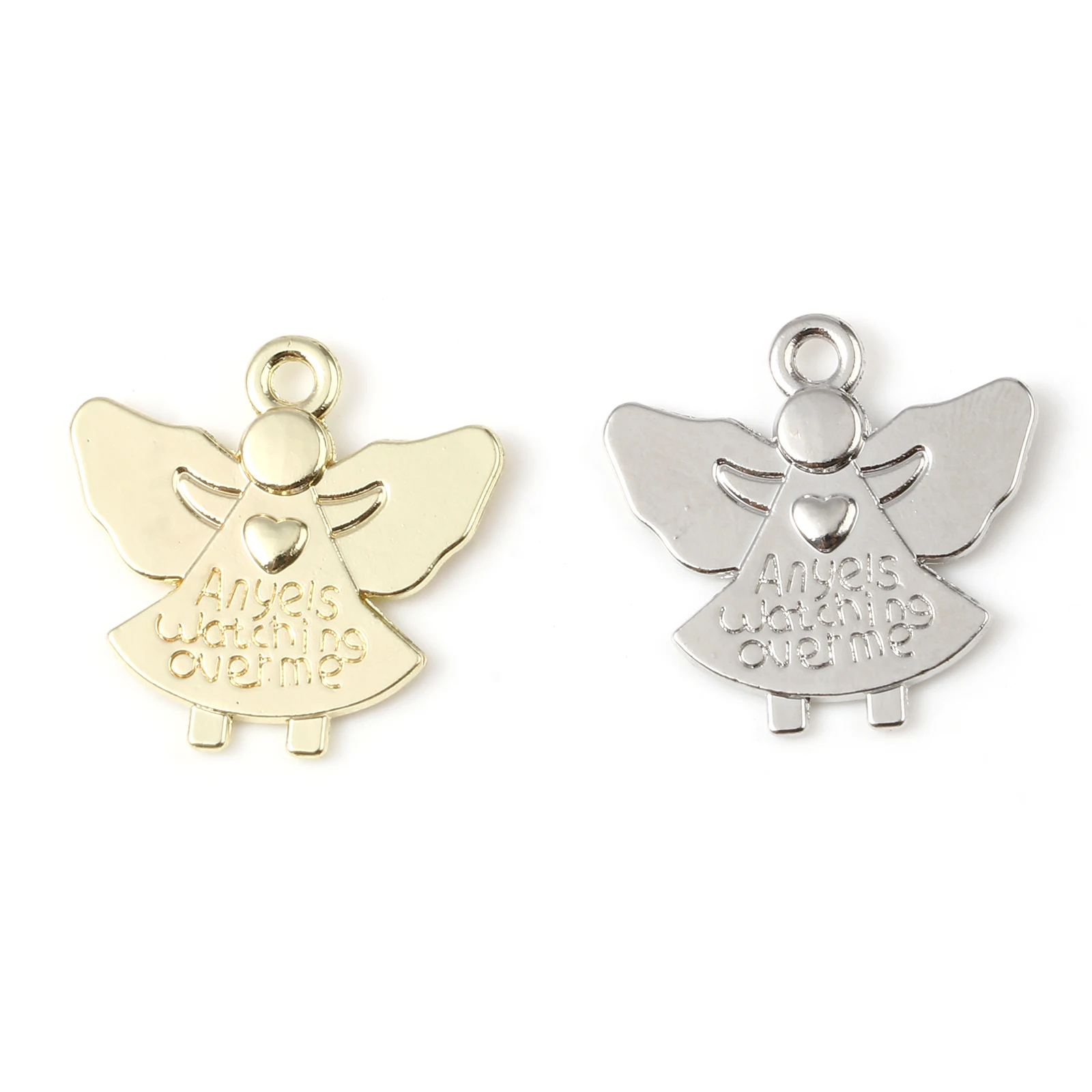 Religious Charms Angel Gold/Silver Color Message "Angels watching over