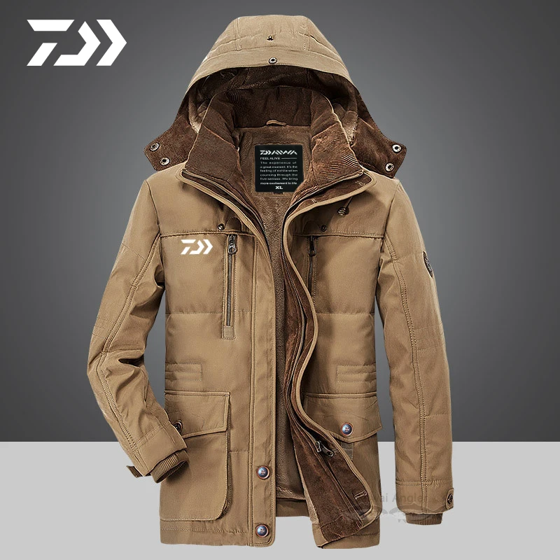 Roupas de Pesca para o Inverno Jaqueta de lã dos Homens Jaqueta de Pesca com Capuz Zíper à Prova Roupas de Pesca Daiwa Engrossar Térmica Vento 9 térmica jaqueta de pesca com capuz zíper à prova vento roupas de pesca