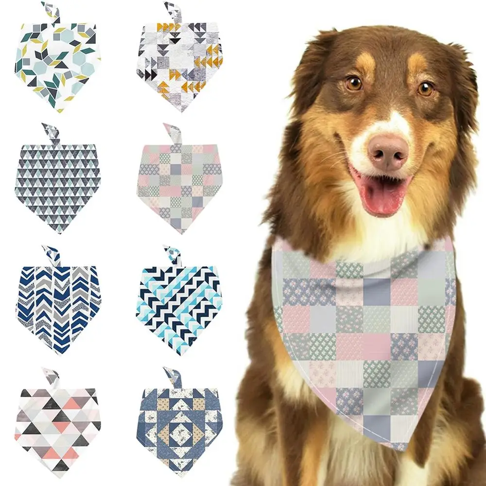 Pet Triangular pañuelo geométrica babero estampado venda bufanda medio perro pequeño