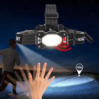 

Flashlight Motion Sensor Hunting Headlamp XPG COB LED Headlight USB Lamp Torch Outdoor portable working Flashlight LED light