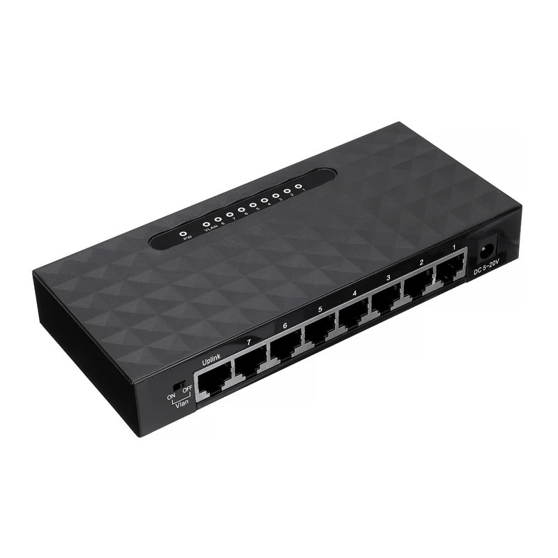 1PC Pohiks 8 Port Desktop RJ45 Network Switch Fast Ethernet LAN Hub Adapter 10/100 Mbps For Network Cable Splitter Shunt