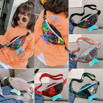 

Children Girls Sequin Waist Bags Chest Coin Bag Cellphone Bag Single Shoulder Bag