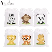 Safari Младенцы животных Тема вечерние сумки подарок конфеты сумки пользовательские животные Вечеринка дня рождения событие украшения контейнер для вечеринки поставки