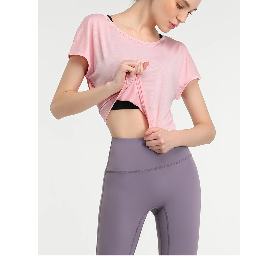 SEVEN SKIN Women Sports Top Gym Fitness Yoga T-Shirts Short Sleeve Running Sport Crop Tops Female Training Workout Elastic Shirt