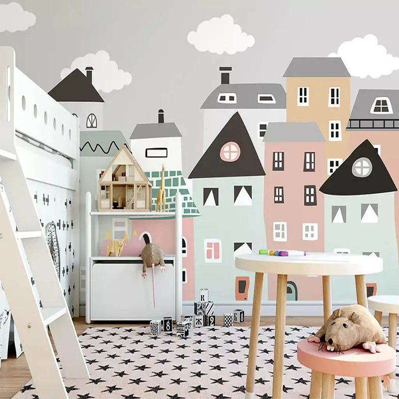 Custom-Mural-Wallpaper-For-Kids-Room-Hand-Painted-Small-House-Children-Room-Bedroom-Decorative-Wallpaper-Murals (2)
