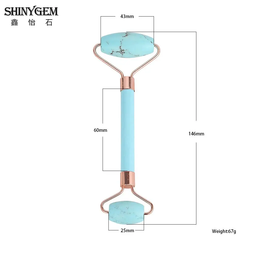 Роликовый ролик для чистки лица ShinyGem розовое золото натуральный камень уход за