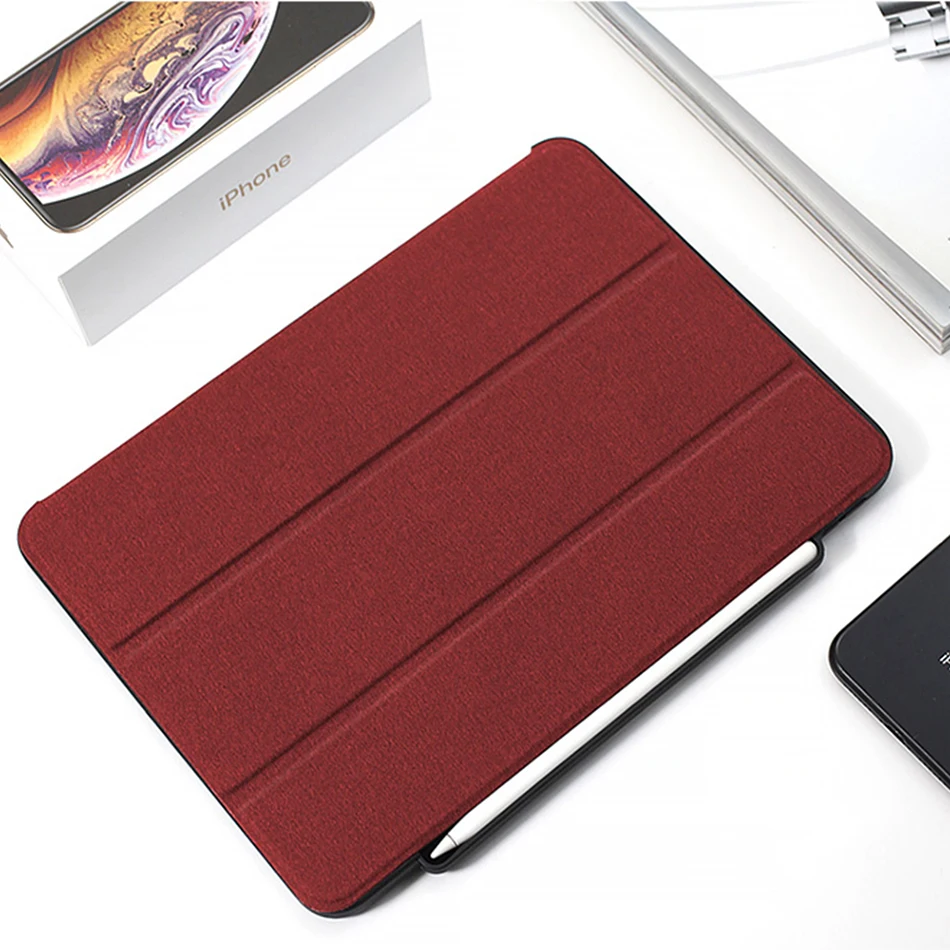 

Smart Texture Leather Cases For iPad Pro 11 Trifold Stand PC Back Tablet Cover For New iPad 11" 2018 Shock Proof Shell Funda Bag