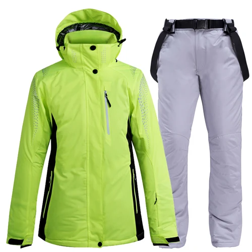 30 мужской/женский зимний костюм Сноубординг наборы зимняя спортивная одежда для улицы водонепроницаемые ветрозащитные лыжные куртки+ снежный пояс брюки - Цвет: picture jacket pant