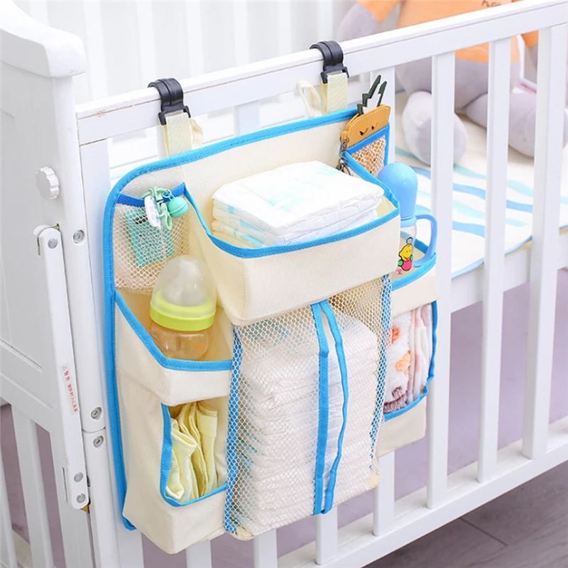 Portable Baby Bed Bumper Hanging Storage Bag Nappy Bedside Organizer Infant Crib Bedding Set Waterproof Toy Diapers Pocket | Мать и