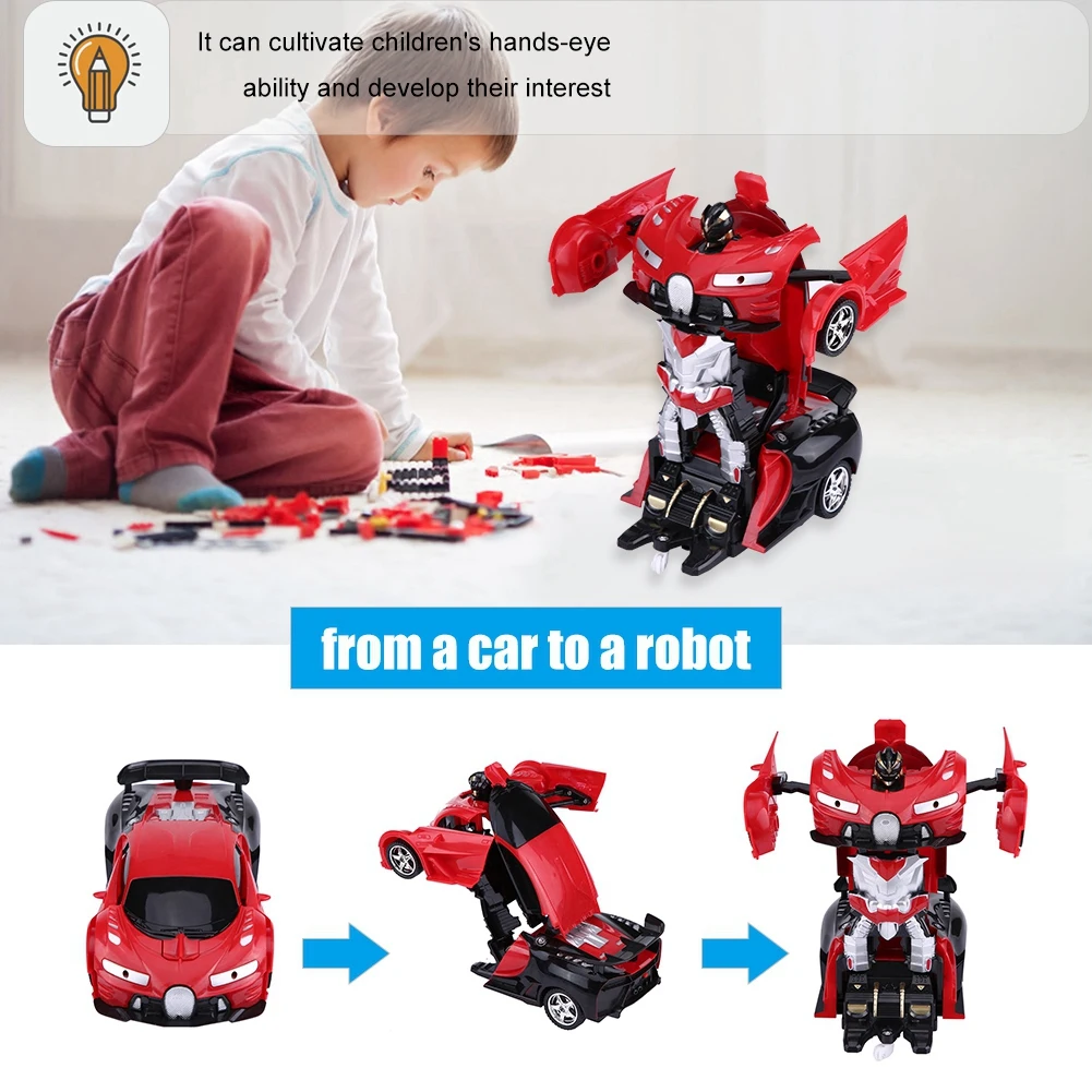 

Hot 1/18 Scale RC Deformed Car Remote Control Vehicle One-key Plastic Deformation RC Car With Light Gift Toys For Children boy