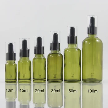 

20ml Essential Oil Olive Colour Dropper Bottles Plastic Dropper Bottle Cover