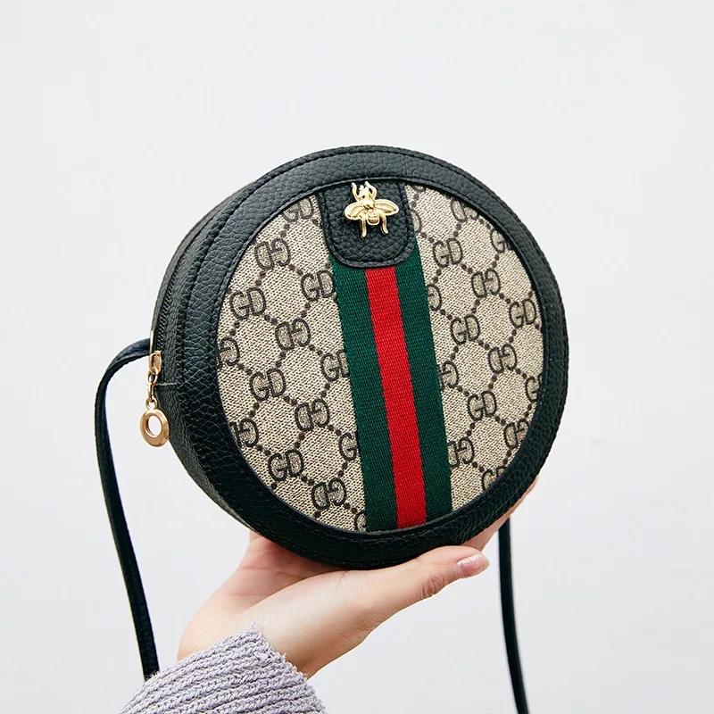 

Korean-style Printed Small round Bag Customizable Logo 2019 Summer And Autumn New Style One-Shoulder Cross-body Mobile Phone Bag