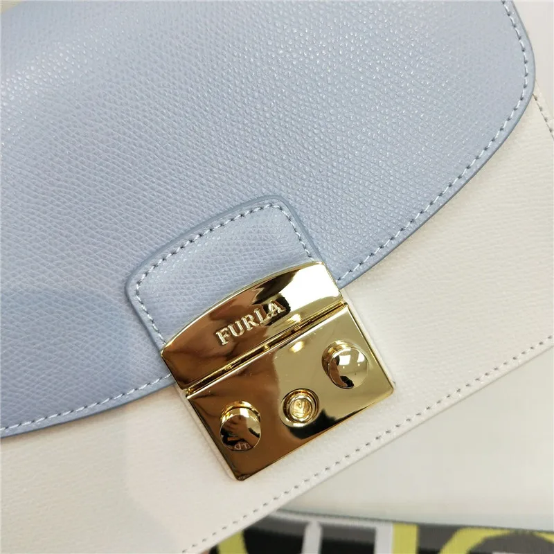 Весна/Лето, Новое поступление, оригинальные женские сумки FURLA, высококачественные двухцветные сумки Furla, небесно-голубые с белым цветом, Размеры S& L