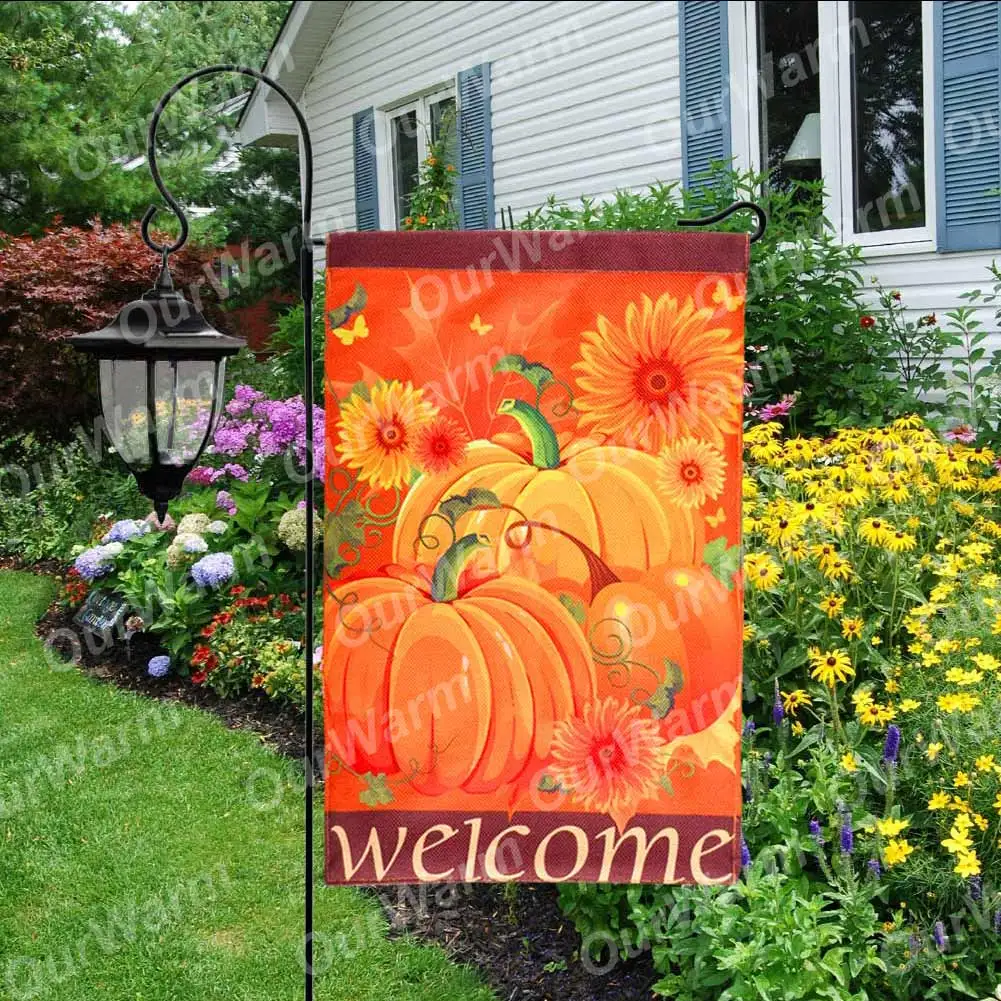 OurWarm 30x45 см Садовый флаг на открытом воздухе домашний Декор лист благодарения Тыква осенний флаг осенний сад флаг Счастливый Хэллоуин урожай