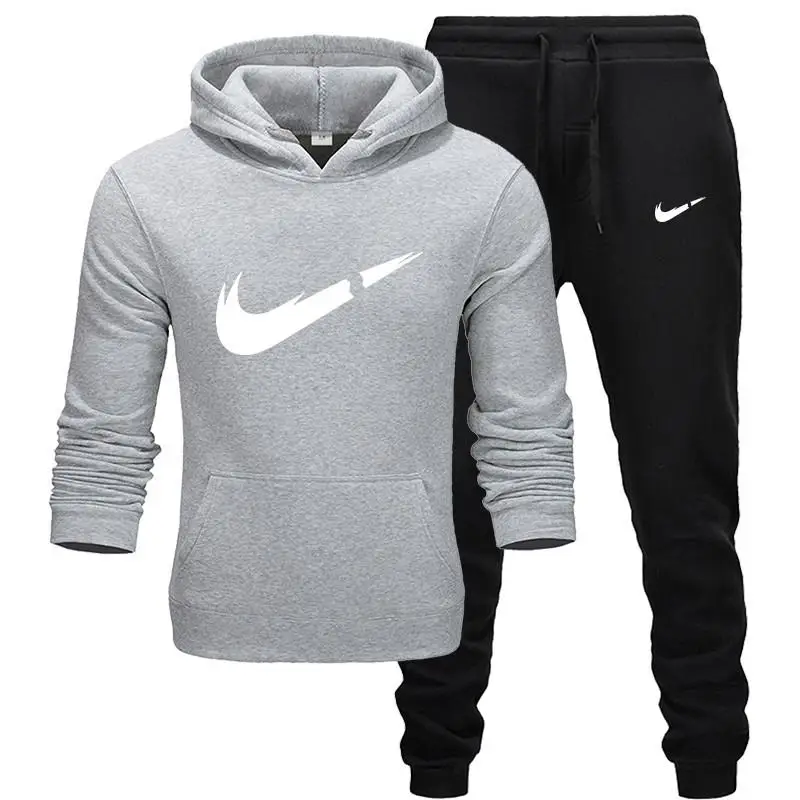 The picture color nueva moda sudaderas con capucha hombres deporte traje sudadera+ chandal trajes casual manga larga Jersey Sudadera - Цвет: The picture color