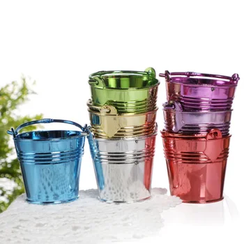 

1pc Vintage Electroplate Bucket Succulent Flowerpots Colourful Mini Plastic Flower Tub Garden Decoration Planting Display Stand
