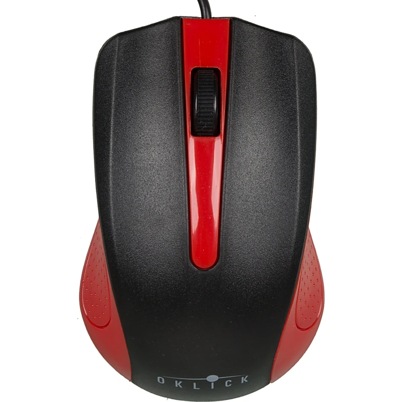 Мышь OKLICK 225M, проводная, USB, черный и красный