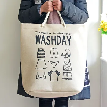 

Large Dirty Clothes Storage Bags Toy Organizer Foldable Cotton Linen Sundries Storage Buckets With Handle Portable Handle Bags