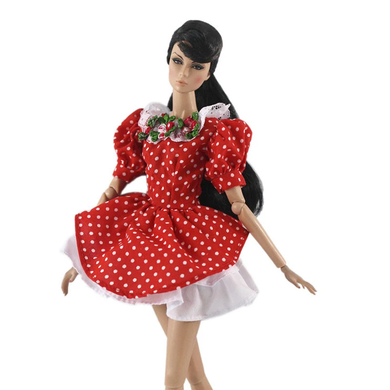 Красная Модная Одежда для кукол в горошек для кукол Барби, платье, короткие платья, наряды для кукольный домик Barbie 1/6 аксессуары для кукол игрушки
