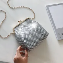 Маленькие вечерние сумки с искусственными бриллиантами, стразы на застежке, сумки на плечо, вечерние свадебные клатчи на цепочке, композитные сумки через плечо серебристого цвета