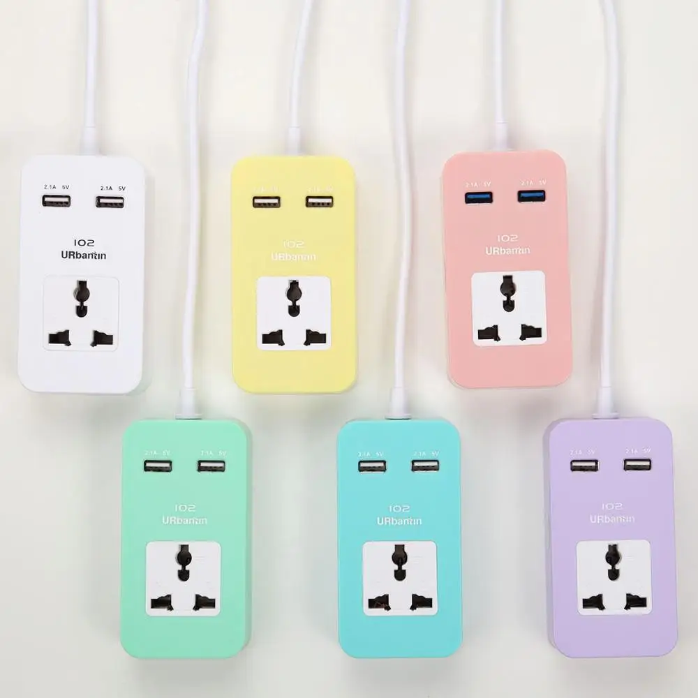 Симпатичная usb-удлинительная сетевая лента, 1 usb-порт для зарядки и 1 розетка, американская Европейская британская стандартная розетка