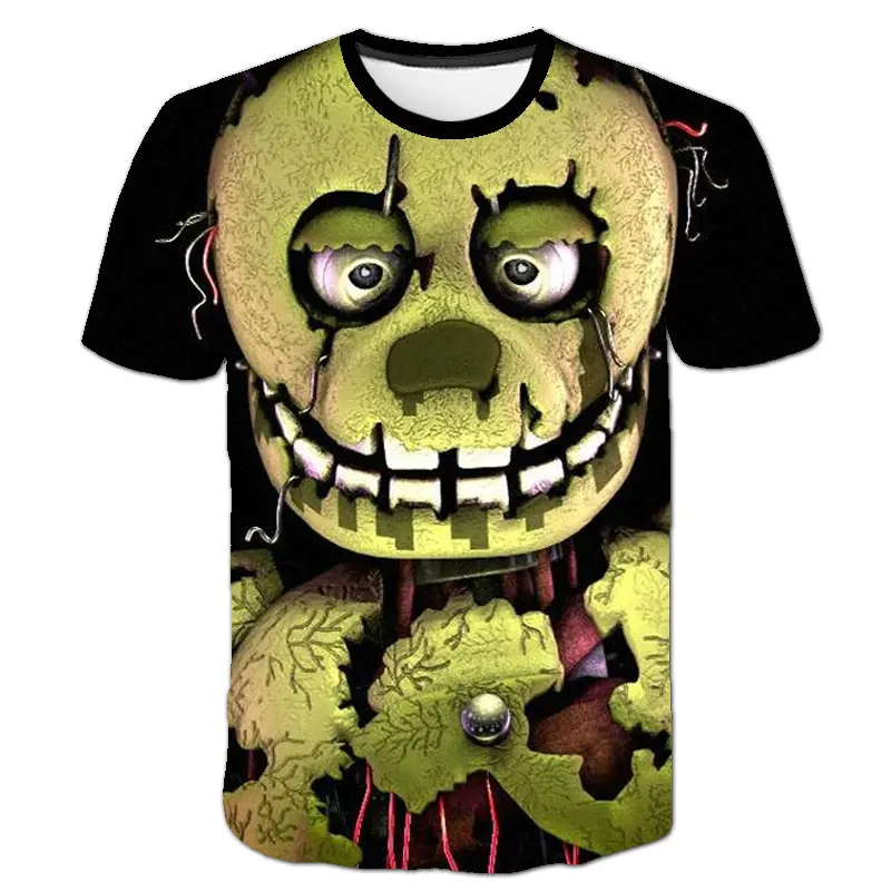 Рубашки для мальчиков подростков Five Nights At Freddys одежда Хэллоуин страшная футболка