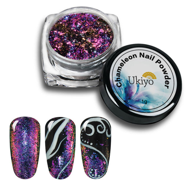 Box Chameleon Powder Need Black Base 3D DIY Flakes Sequins Nail Glitter Powder Chrome Pigment Nail Art Decorations