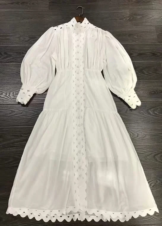 

new fashion white lace long sleeve dress white dress lantern sleeve