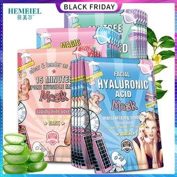 

HEMEIEL Korean Face Mask Hyaluronic Acid Treatment Mask Essence Vitamin C Whitening Moisturizing Bubble Mask Facial Skin Care