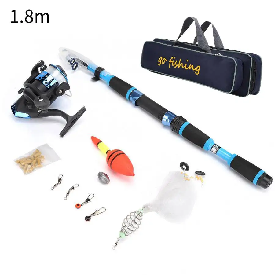 1.8m rod set 1,8 м/2,1 м телескопическая удочка для подледной рыбалки, сумки для катушек, набор рыболовных удилищ, комбинированный комплект колес для рыбной ловли, морские аксессуары для морской рыбалки - Цвет: 1.8m rod set